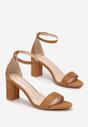 Brązowe Sandały na Słupku Ze Sprzączką Lanleh