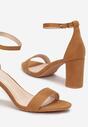 Brązowe Sandały na Słupku Ze Sprzączką Lanleh