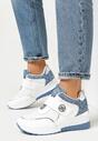 Biało-Niebieskie Sneakersy na Niskim Koturnie Na Rzep Lorinit