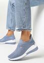 Niebieskie Sneakersy na Koturnie z Cyrkoniami Vatty