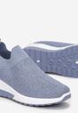 Niebieskie Sneakersy na Koturnie z Cyrkoniami Vatty