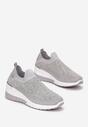 Szare Sneakersy na Koturnie z Cyrkoniami Vatty