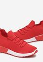 Czerwone Buty Sportowe na Płaskiej Podeszwie z Metaliczną Wstawką Nanovie