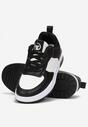 Biało-Czarne Sneakersy z Imitacji Skóry Zdobione Wstawkami Naini