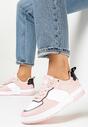 Biało-Różowe Sneakersy z Imitacji Skóry Zdobione Wstawkami Naini