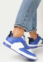 Granatowe Sneakersy z Imitacji Skóry Zdobione Wstawkami Naini