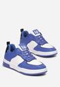 Granatowe Sneakersy z Imitacji Skóry Zdobione Wstawkami Naini