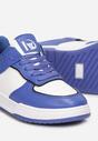 Granatowe Sneakersy z Imitacji Skóry Zdobione Wstawkami Naini