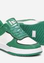 Zielone Sneakersy z Imitacji Skóry Zdobione Wstawkami Naini