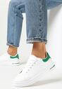 Biało-Zielone Sneakersy Sznurowane na Płaskiej Podeszwie Azih