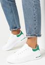 Biało-Zielone Sneakersy Sznurowane na Płaskiej Podeszwie Azih