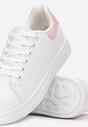 Biało-Różowe Sneakersy Sznurowane na Płaskiej Podeszwie Azih