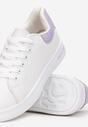 Biało-Fioletowe Sneakersy Sznurowane na Płaskiej Podeszwie Azih
