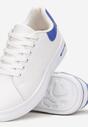 Biało-Granatowe Sneakersy Sznurowane na Płaskiej Podeszwie Azih