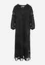 Czarna Koszulowa Sukienka z Koronkowymi Rękawami Pacheco