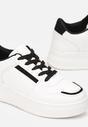 Biało-Czarne Sneakersy Sznurowane na Grubej Podeszwie Meandedi