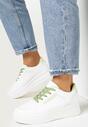 Biało-Zielone Sneakersy Sznurowane na Grubej Podeszwie Meandedi