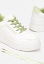 Biało-Zielone Sneakersy Sznurowane na Grubej Podeszwie Meandedi