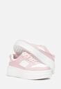 Różowe Sneakersy na Platformie z Ażurowymi Wstawkami Findime