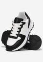 Biało-Czarne Sznurowane Sneakersy na Płaskiej Podeszwie Manolia