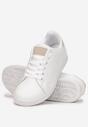 Biało-Beżowe Sneakersy na Płaskiej Podeszwie ze Sznurowaniem Ecea