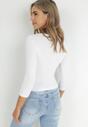 Biała Bawełniana Bluzka Gorsetowa z Rękawem 3/4 Ajay
