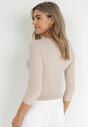 Jasnobeżowa Bawełniana Bluzka Gorsetowa z Rękawem 3/4 Ajay