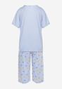 Niebieski 2-częściowy Komplet Piżamowy z Bluzką i Długimi Szortami Leroune