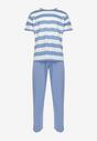 Jasnoniebieski 2-częściowy Komplet Piżamowy z Bluzką w Paski i Spodniami Mito
