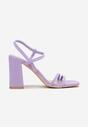 Fioletowe Sandały na Słupku z Kwadratowym Noskiem Vatri