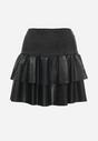 Czarna Trapezowa Spódnica Mini z Imitacji Skóry z Szeroką Gumką w Pasie Kimo