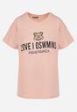 Różowy T-shirt z Nadrukiem Mopon
