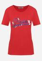 Czerwony Bawełniany T-shirt z Napisem Etith