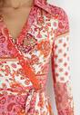 Różowa Kopertowa Sukienka Maxi z Wiązaniem w Pasie Maltore