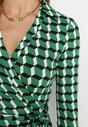 Zielona Kopertowa Sukienka Maxi z Wiązanym Paskiem i Kołnierzykiem Oceania