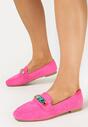 Fuksjowe Mokasyny z Kolorowymi Kryształkami i Kwadratowym Noskiem Morni