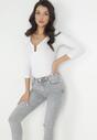 Jasnoszare Jeansy Skinny z Regularnym Stanem Deleah