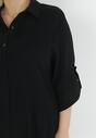 Czarna Koszulowa Sukienka Mini z Bawełny Przedłużona z Tyłu Annica