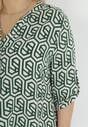 Zielona Bluzka z Geometrycznym Wzorem i Guzikami Maurianna