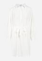 Biała Sukienka Koszulowa z Wiązanym Paskiem Barbomela
