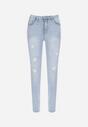 Jasnoniebieskie Jeansy Skinny Regular Waist z Przetarciami Hollynd