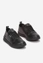 Czarne Tenisówki na Płaskiej Podeszwie z Drobną Perforacją Rephelia