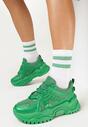 Zielone Sneakersy na Grubej Podeszwie z Wstawkami Naindia