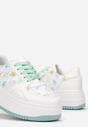 Biało-Zielone Sneakersy na Platformie Zdobione Printem Kwiaty Alilena