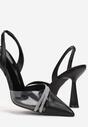 Czarne Sandały na Szpilce Zdobione Cyrkoniami i Transparentnym Elementem Veronia