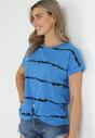 Niebieski T-shirt Wiązany z Wzorem Tie-Dye Maat