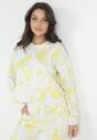 Żółta Krótka Bluza z Printem Tie-Dye Furaha
