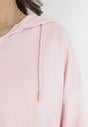 Różowa Bluza z Kapturem z Dłuższym Tyłem Odelline
