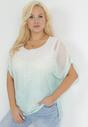 Miętowa Bluzka Oversize z Przezroczystej Tkaniny z Efektem Ombre Zerasia