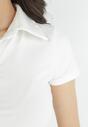 Biały T-shirt Polo z Kołnierzykiem i Guzikami Dynor